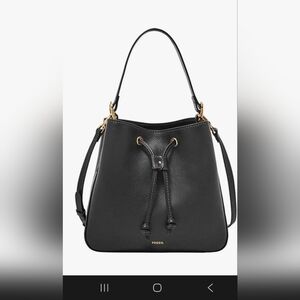 Fossil Black Leather Bucket Bag